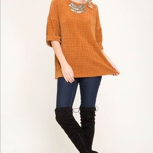 Burnt Orange Velvet Top